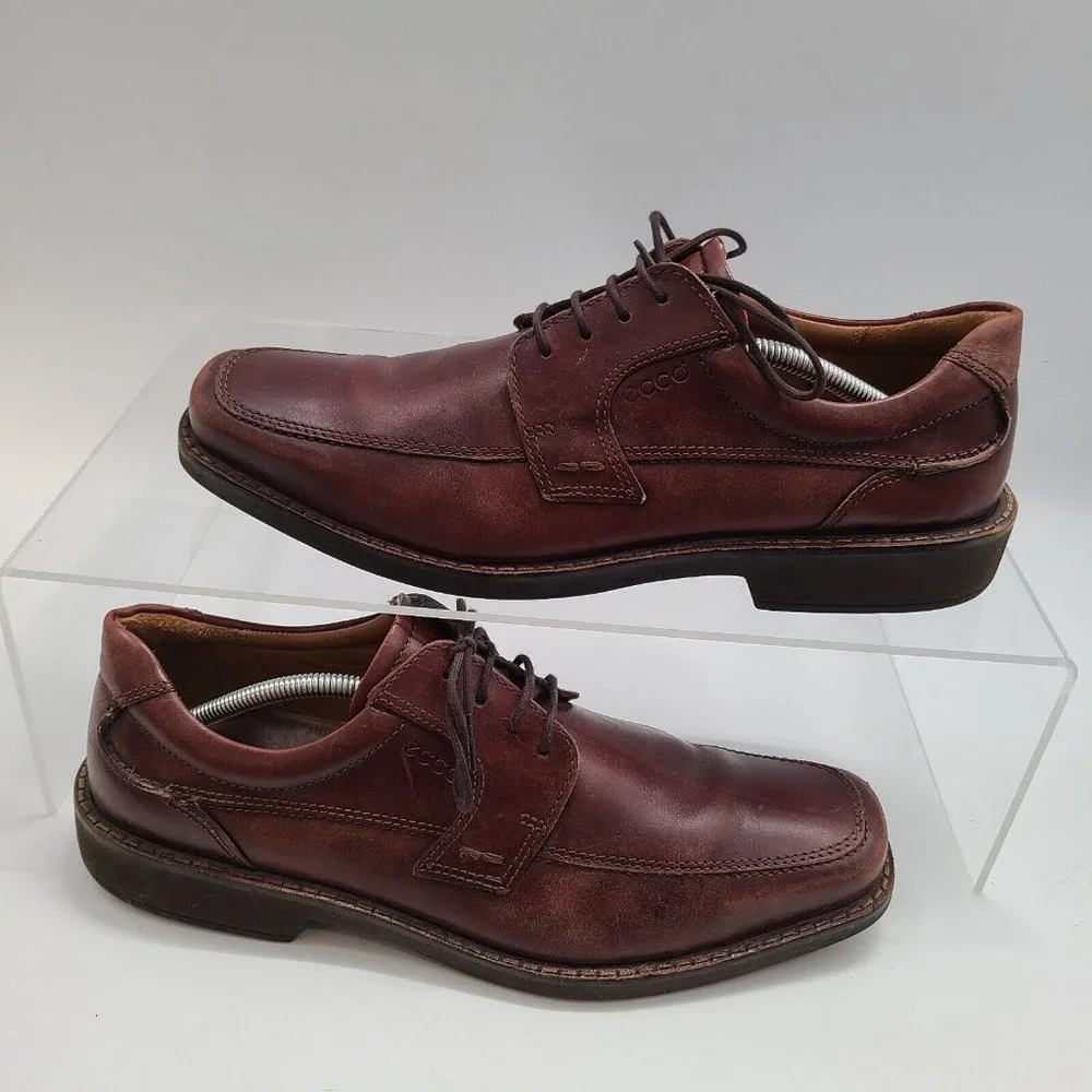 Ecco Men's Size 47 (13-13.5) Brown Leather Lace-Up‎ Casual Oxford Dress Shoes